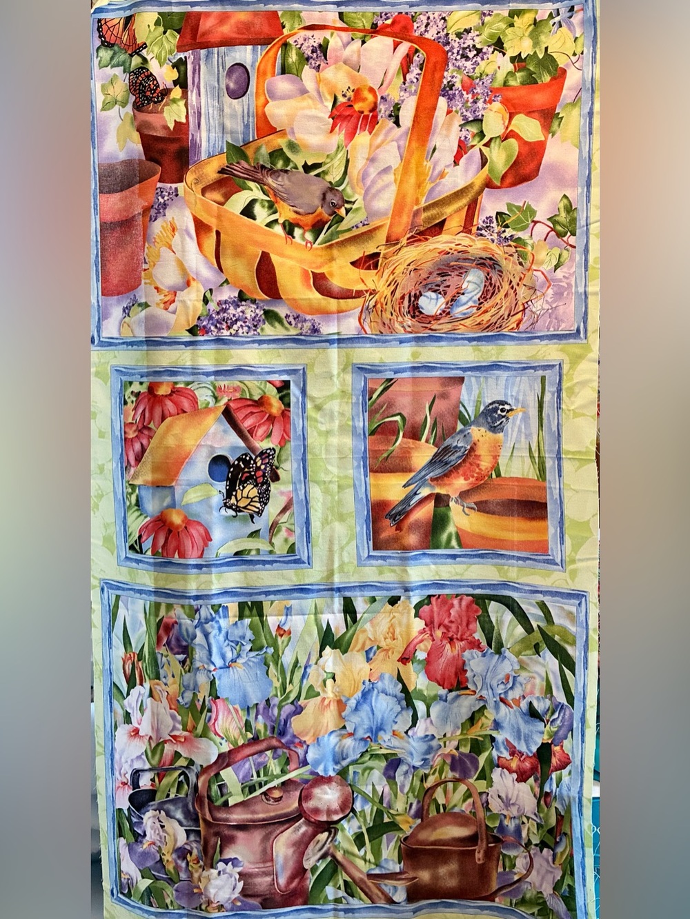 “Symphony of Spring” Fabric Panel for Quilt, pillows, art by South Sea Imports
